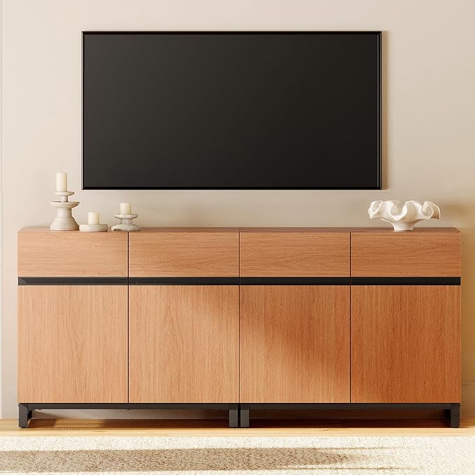 WAMPAT Modern TV Stand for TVs up to 70 inch, 2 in 1 Entertainment Center TV - Image 3