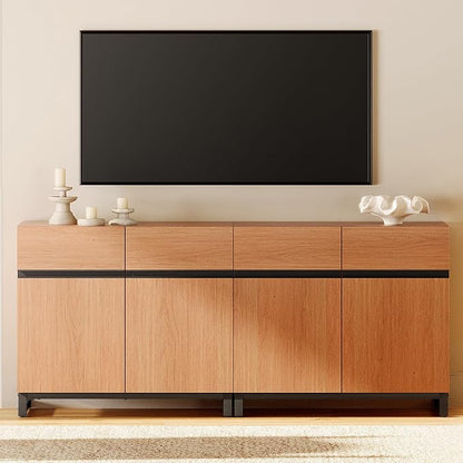 WAMPAT Modern TV Stand for TVs up to 70 inch, 2 in 1 Entertainment Center TV - Image 3