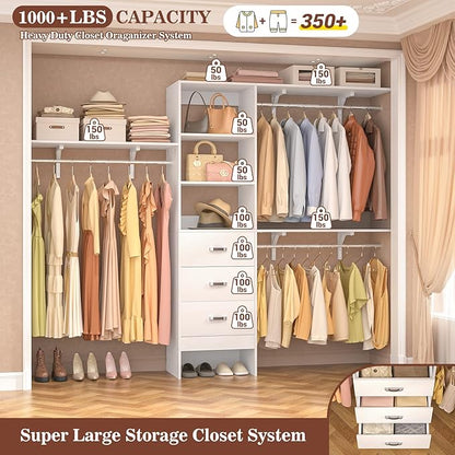 Armocity 96 Inches Closet System, 8FT Walk In Closet Organizer - Image 3