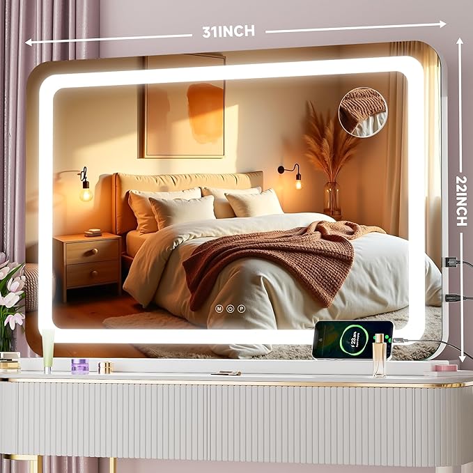 Vanity Mirror with Lights, Dimmable 3 Modes, Memory Function, Smart Touch - Image 2