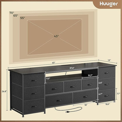 Huuger 63 Inch TV Stand for 65, 70 Inch TV, 11 Drawer Long Dresser - Image 3