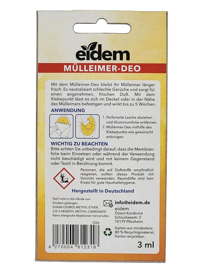 eidem Trash Can Deodorizer 2-in-1 Citrus – Eliminates Odors Fast – Long-Lasting - Image 2