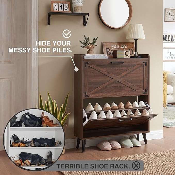 Shoe Storage Cabinet, Farmhouse Shoe Organizer - Image 3