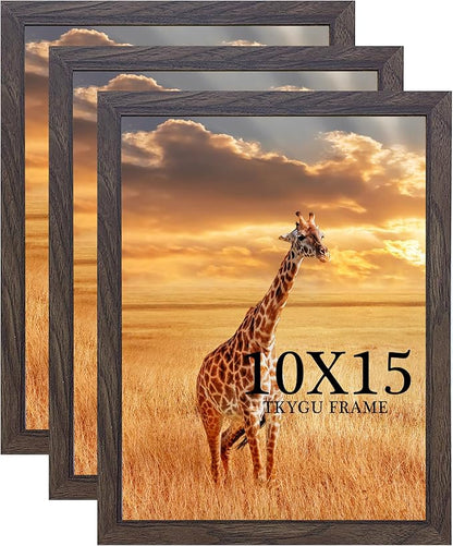 TKYGU 10x15 Picture Frame Set of 3, walnut Wooden Frame 10 by15 Wall Gallery by TKYGU