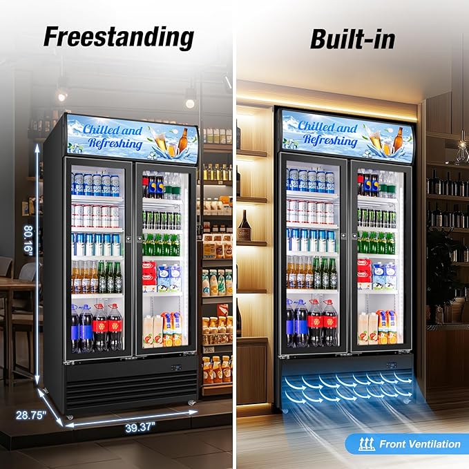 Commercial Beverage Refrigerator, 40 Inch 35 Cu.Ft. Commercial Drink Fridge - Image 2