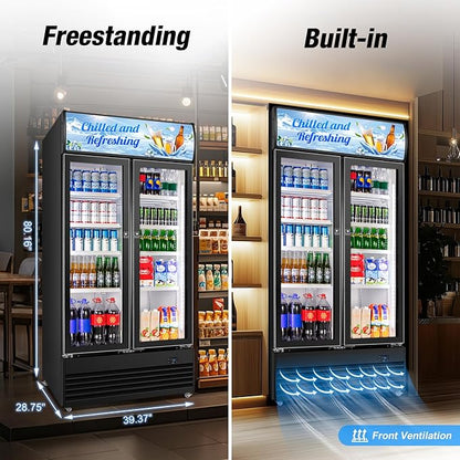 Commercial Beverage Refrigerator, 40 Inch 35 Cu.Ft. Commercial Drink Fridge - Image 2