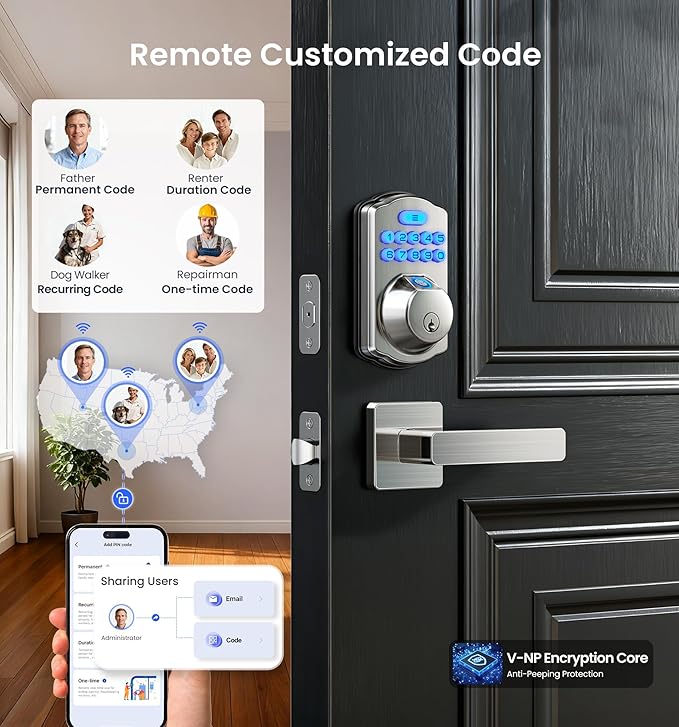 Veise VE012W-L Built-in Wi-Fi Fingerprint Smart Lock - Image 6