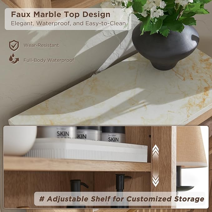 RedLemon Bathroom Wall Cabinet w/Fluted Sliding Door, Modern Medicine Cabinet - Image 4