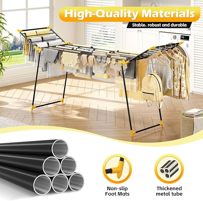 APEXCHASER Clothes Drying Rack Foldable, Large Drying Rack Clothing Retractable - Image 5