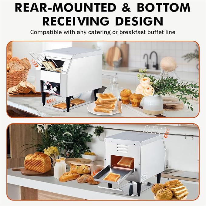 Commercial Conveyor Toaster, 1700W Stainless Steel Bagel Toaster - Image 5