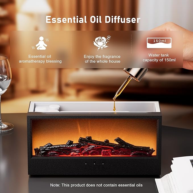 Fireplace Flame Air Diffuser Humidifier, 7 Colors Aromatherapy Essential Oil - Image 4