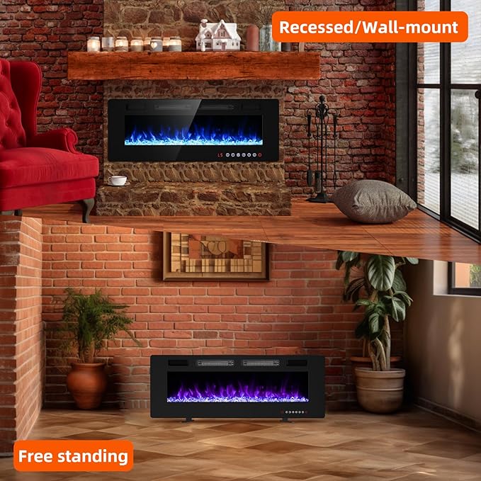 Electric Fireplace-50 inch Fireplace Wall Mount/Recessed/Free Standing-Ultra - Image 3