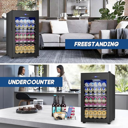17Inch Beverage Refrigerator and Cooler Freestanding, 96 Cans Mini Fridge - Image 5