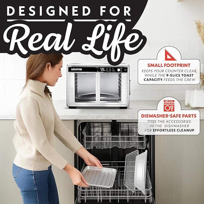 Gourmia French Door Air Fryer Oven - 37 Qt Large Capacity Convection Toaster - Image 7
