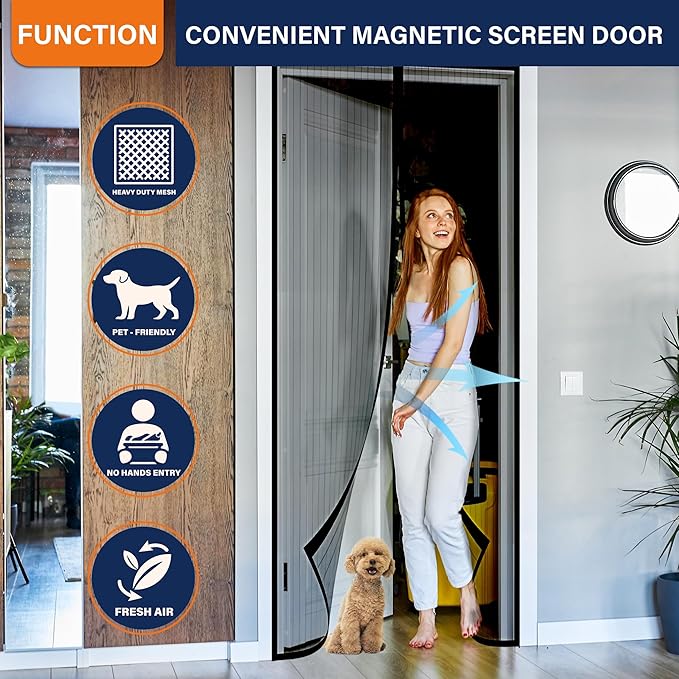 Magnetic Screen Door, Fit Door Size 48 x 80 Inches, Screen Doors - Image 2