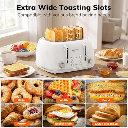 Keenstone Toaster 4 Slice, Retro Stainless Steel Wide Slot Toaster - Image 6