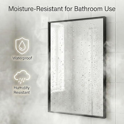 24''x36'' Matte Black Bathroom Mirror | Deep-Set Recessed Metal Frame | - Image 5