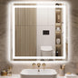 30x30 LED Bathroom Vanity Mirror with Lights, Anti-Fog, Dimmable | Front & Backlit with 3 Color Modes and Memory, 5mm Shatterproof Glass, Plug-in or Hardwired, Horizontal or Vertical