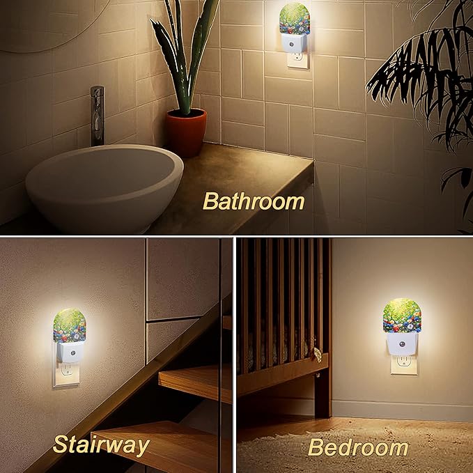 YESPOAK Night Light, Retro Abstract Daisy Night Lights Plug Into Wall Dusk to - Image 6