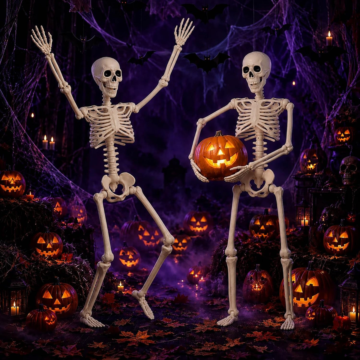 Abakuku 2 Pack 36" Halloween Skeleton Decorations,Human Bones for Hallow...