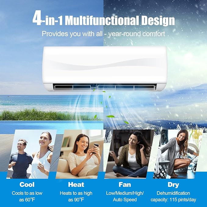 RELAX4LIFE Mini Split Ac/Heating System, 24000 BTU Ductless Mini Split Air - Image 2