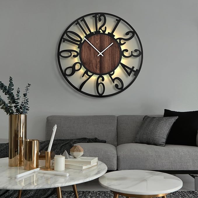 LEIKE Large Wall Clocks with Night Light Battery Operated, Silent Non Ticking - Image 8