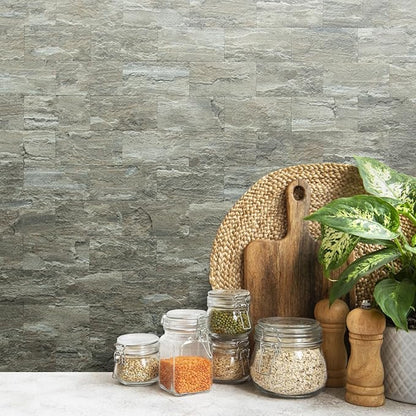 AULIGET 4-Piece Faux Stone Peel and Stick Backsplash Wall Tiles, Laundry Room - Image 4