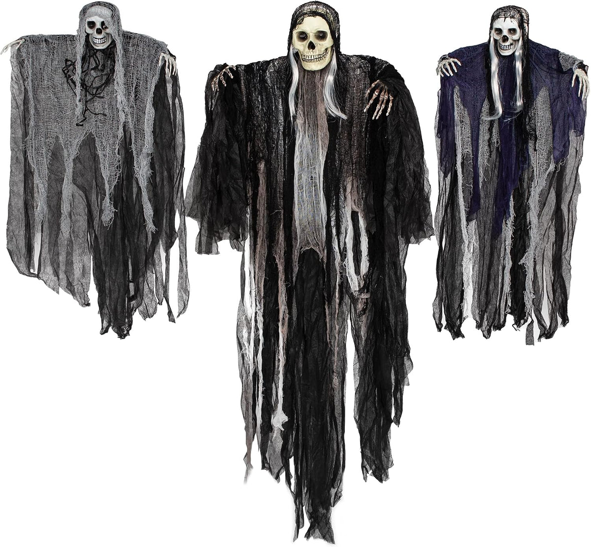 JOYIN 3 Pack Hanging Halloween Skeleton Ghosts Decorations, Grim Reapers for ...