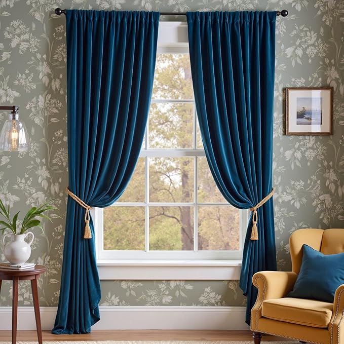 Lazzzy Velvet Blackout Curtains Thermal Insulated Room Window Drapes Super Soft by Lazzzy