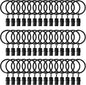 42 Pack Curtain Rings with Clips 1.26" Interior Diameter,Metal Drapery Ring with Clips Compatible with up to 1 inch Drapery Rod,Strong Vintage Decorative Rustproof Drapery Ring with Hooks(Black)
