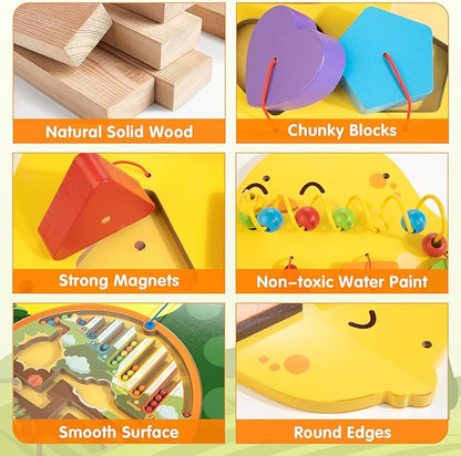 Chick Squad Activity Wall Busy Board Panels | 11-in-1 Wooden Sensory Wall Panel - Image 7
