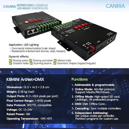 CANRIA K8MINI ARTNET+DMX Console LED Pixel Controller, - Image 3