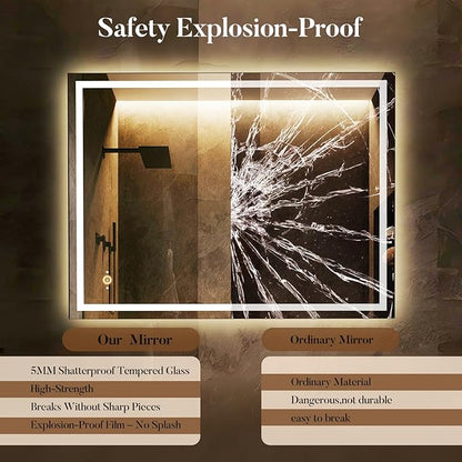 LED Bathroom Mirror with Lights, Hand Wave, Tempered Glass, Shatter-Proof - Image 5