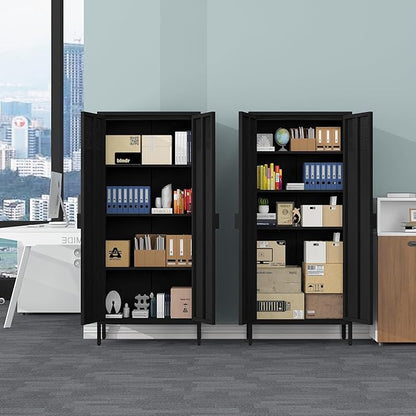 COFaR 4 Tier Black Metal Storage Cabinet, Free Standing - Image 9