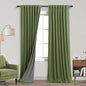 KOUFALL 92 Inch Blackout Curtains, Boho Olive Green Pleated Curtains by KOUFALL