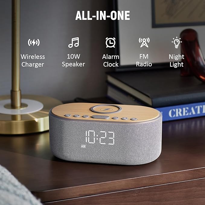 uscce Alarm Clock Bluetooth FM Radio: 10W Stereo Sound Speaker - Image 2