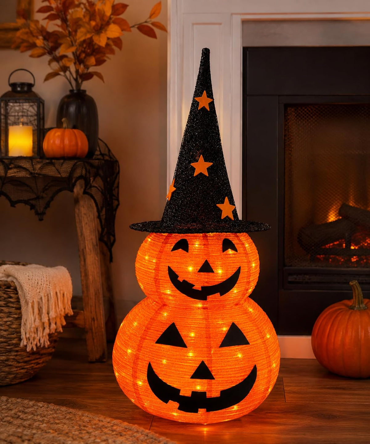 3FT Prelit Halloween Pumpkin Decoration, Pop Up Jack-o-Lantern