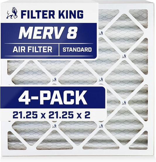 Filter King 21.25x21.25x2 Air Filter | 4-PACK | MERV 8 HVAC Pleated A/C Furnace by FilterKing