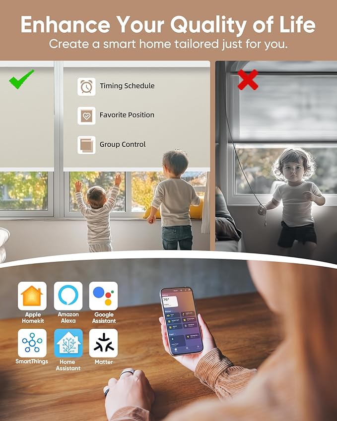 Kincmo Motorized Blinds with Remote, 100% Blackout Motorized Roller Shades Work - Image 3