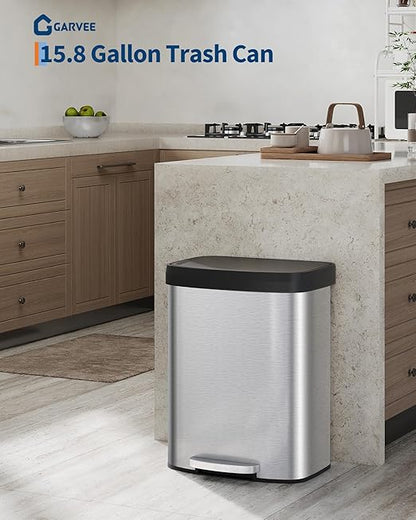 Garvee 16 gal / 60 L Stainless Steel Trash Can - Image 6
