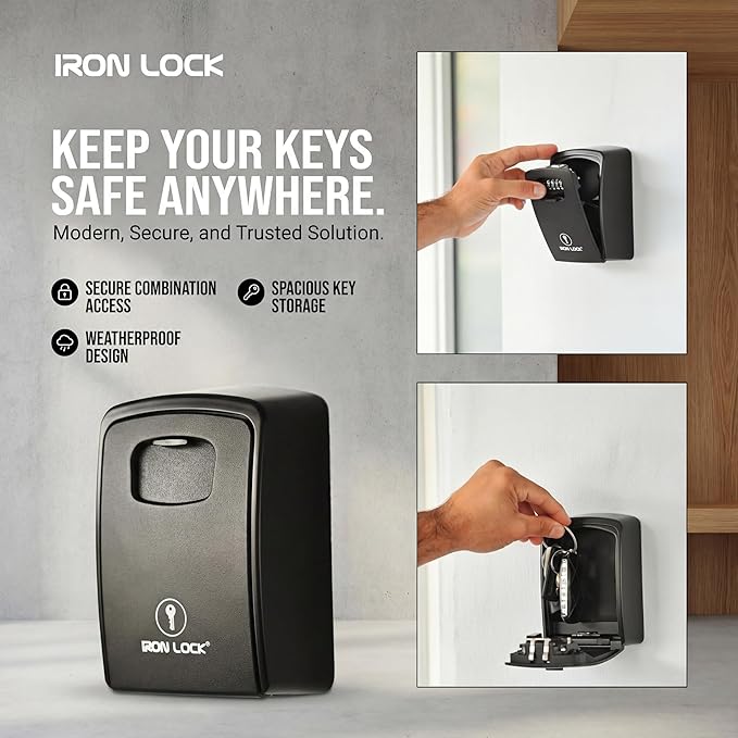 Iron Lock® Key Lock Box XXL Wall Mount – Waterproof Outdoor Key Safe - Image 5