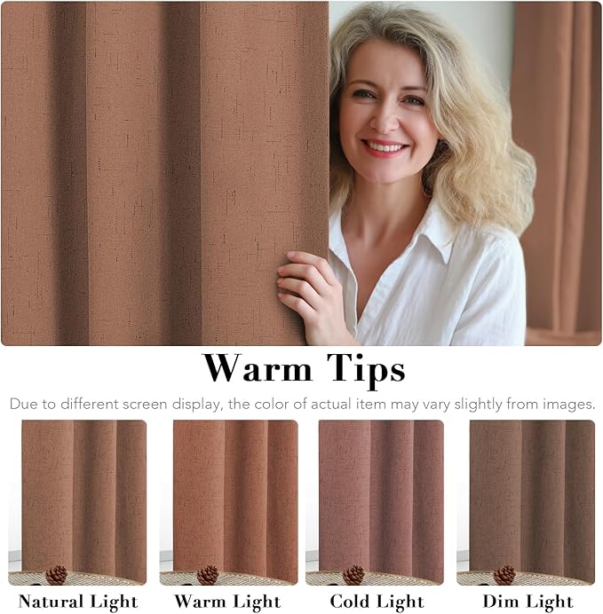 H.VERSAILTEX Linen Blackout Curtains 63 Inches Long 100% Blackout Thermal - Image 5