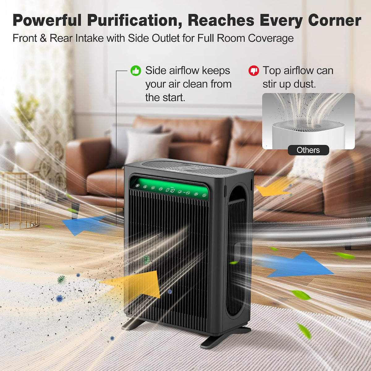 knka air purifiers for home bedroom up to, close-up detail