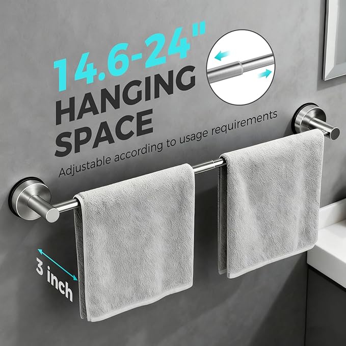 Adjustable Suction Cup Towel Bar - Image 2