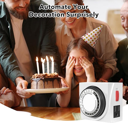 BN-LINK Heavy Duty Mechanical 24 Hour Timer Dual Outlet 3-Prong Accurate Indoor - Image 9