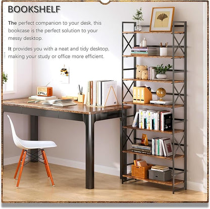 4NM 7 Tiers No Assembly Book Shelves, 72.4" H Folding Bookshelf Bookcase Open - Image 3