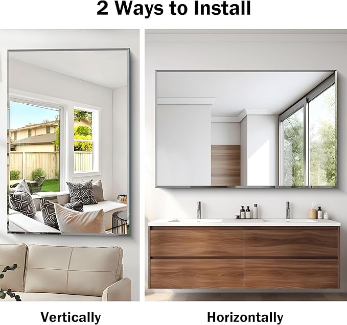 CILIBER Beveled Mirror, 55x36 Large Bathroom Mirrors - Image 5