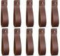 10pcs PU Leather Straps for Hanging Wall Hooks 1 x 4.7 Inches Curtain Rod Holder Leather Wall Hanging Strap with Screws Leathers Hook Lanyard for Bathroom Kitchen Walls Mounted Loop Towel Hook (Brown)