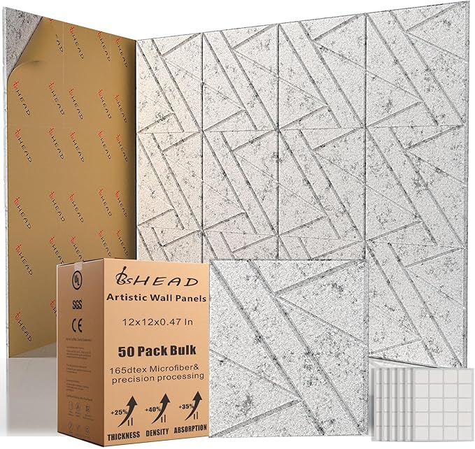 50 Pack Bulk Self-Adhesive Soundproof Wall Panels, 1.2lb/ft³ High Density by Staytunedforournewproduct