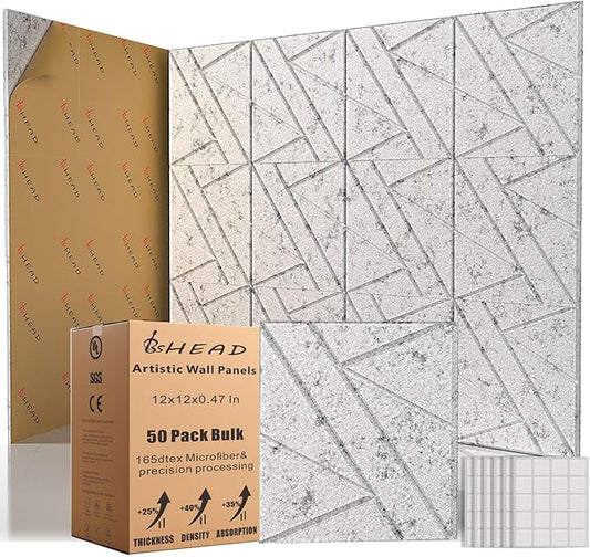 50 Pack Bulk Self-Adhesive Soundproof Wall Panels, 1.2lb/ft³ High Density by Staytunedforournewproduct